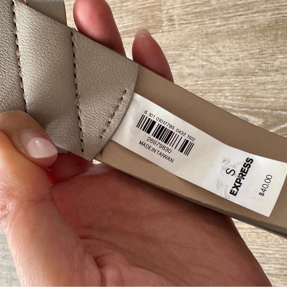 Express Taupe Belt with rhodium/dark grey hardware - Picture 2 of 4